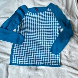 𝅺TEAL baseball cut checkered sweater​​​​​